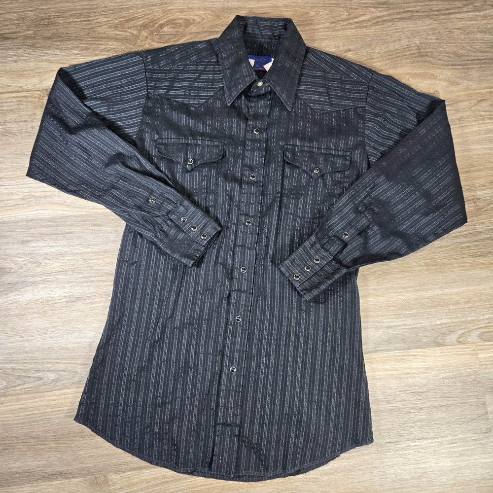 Vintage 70s 80s Panhandle Slim Western Shirt Mens 15.5 33 Pearl Snap Pressed